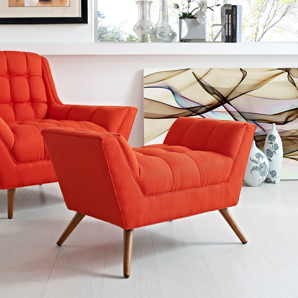 Modern Contemporary Fabric Ottoman , Red, Fabric