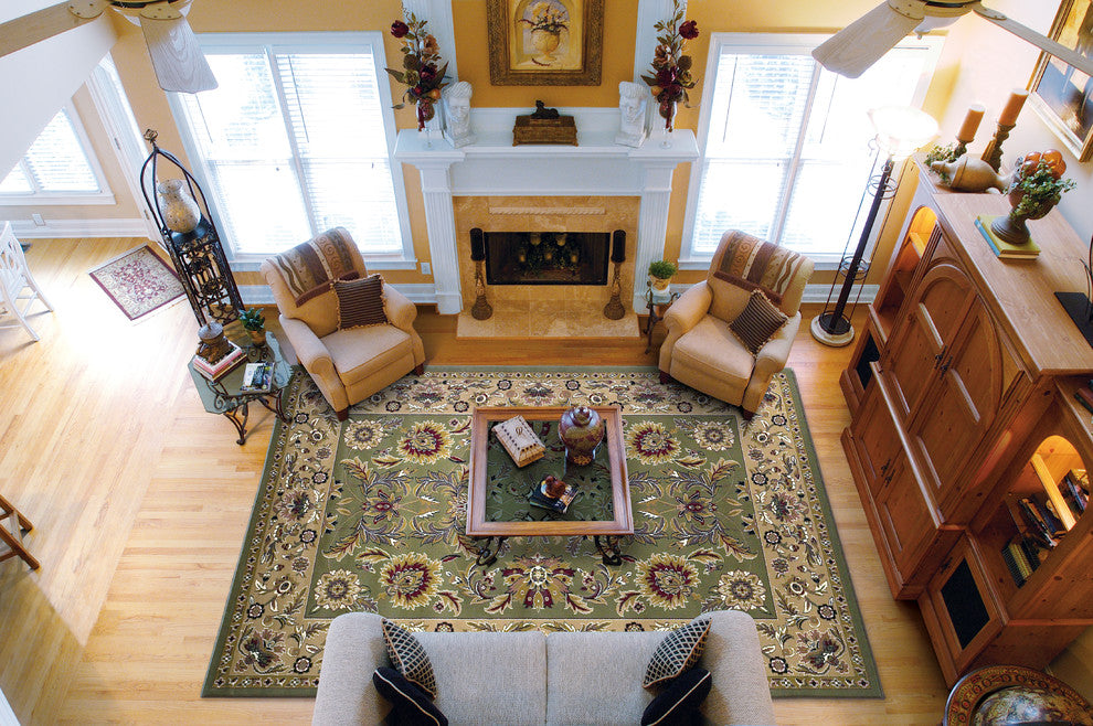 Cambridge 7304 Green, Taupe Kashan, 3'3"x4'11"