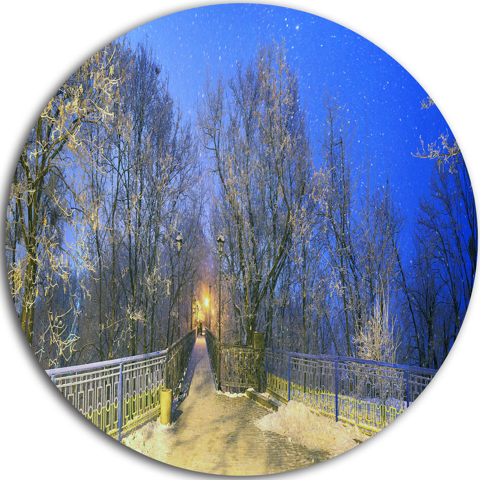 Mariinsky Garden With Blue Sky, Landscape Photo Disc Metal Artwork, 38"