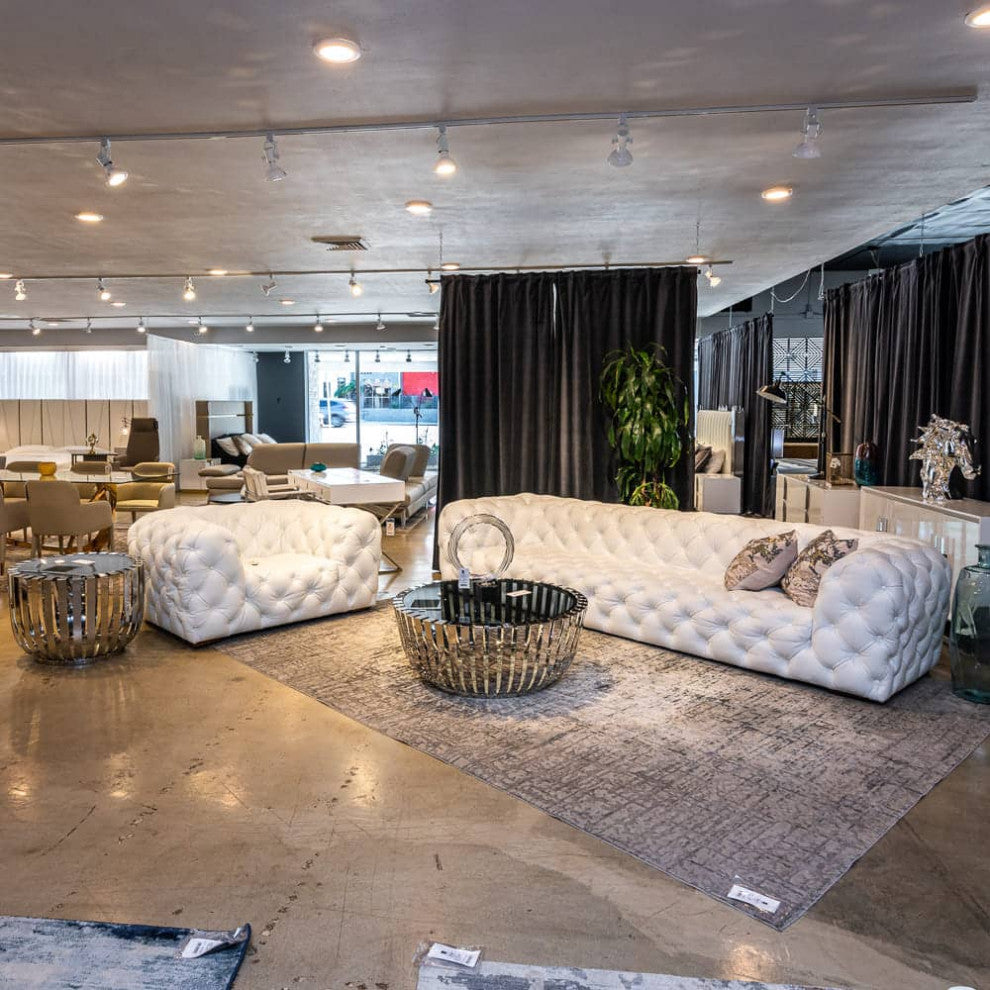 Modrest Cage Modern Stainless Steel Round Coffee Table With Glass Top