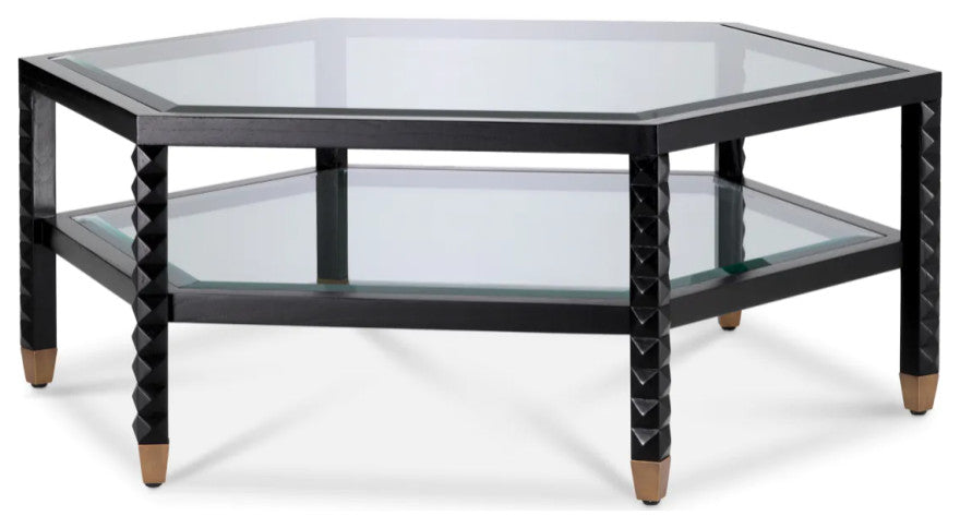 Black Hexagonal Coffee Table, Eichholtz Cornelius