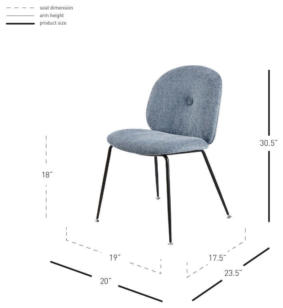 Nisha Fabric Dining Side Chair, Set of 2, Posh Blue Gray