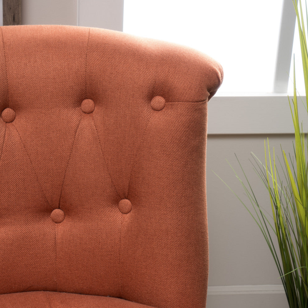 GDF Studio Donna Plush Modern Tufted Accent Chair, Orange/Natural