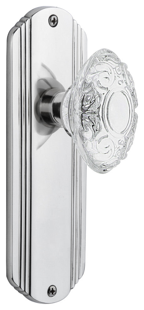 Deco Plate Single Dummy Crystal Victorian Knob, Bright Chrome, DECCVI