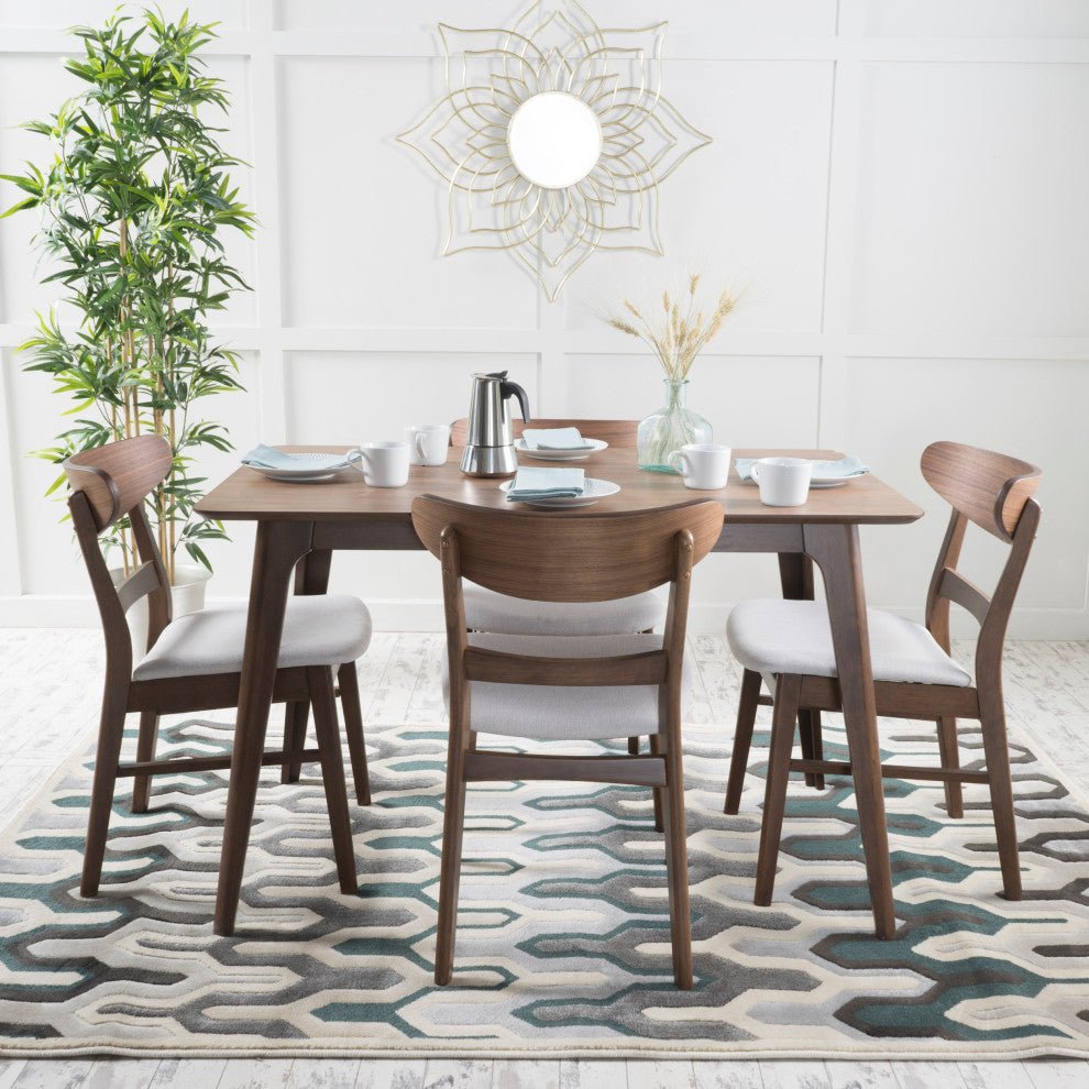 GDF Studio Mid-Century Modern 5 Piece Dining Set, Light Beige
