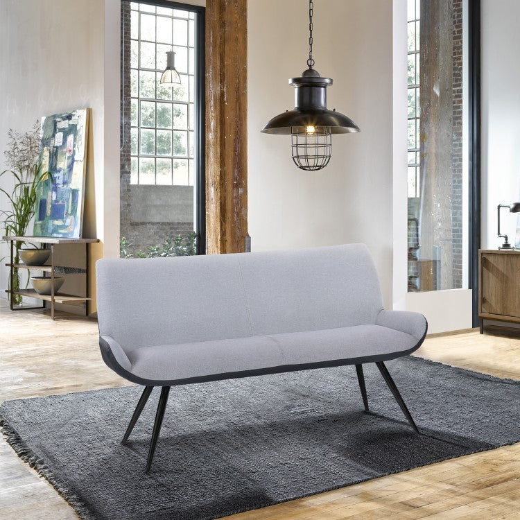 Coronado Bench, Brushed Gray Powder Coated Finish and Gray Fabric