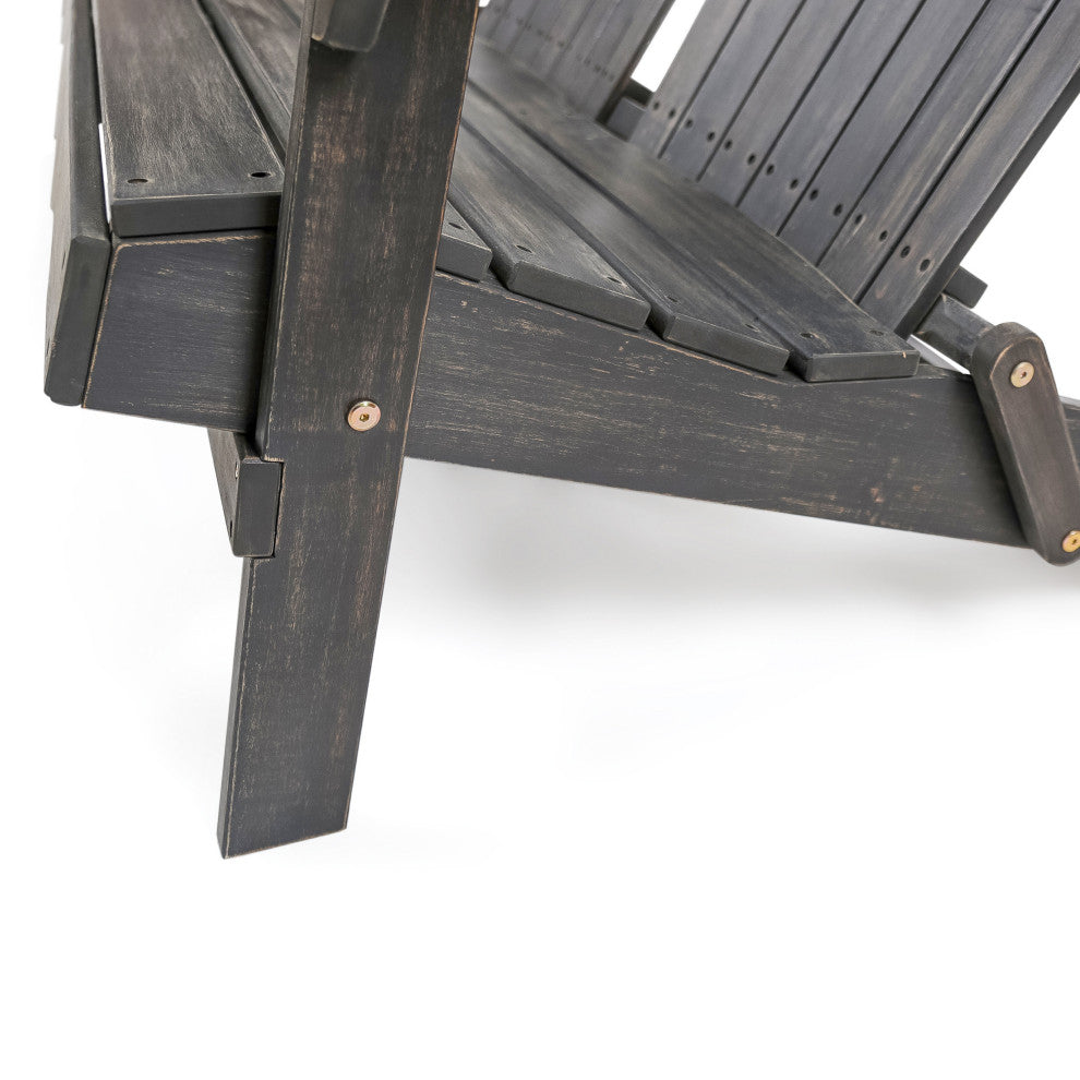 GDF Studio Vivian Outdoor Acacia Wood Adirondack Loveseat, Dark Gray