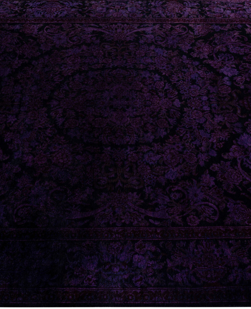 Overdyed One-of-a-Kind Hand-Knotted Area Rug Purple, 4' 1" x 6' 5"