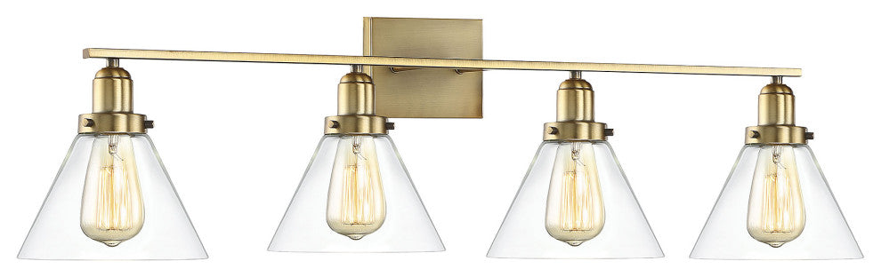 Drake 4-Light Bathroom Vanity Light, Warm Brass