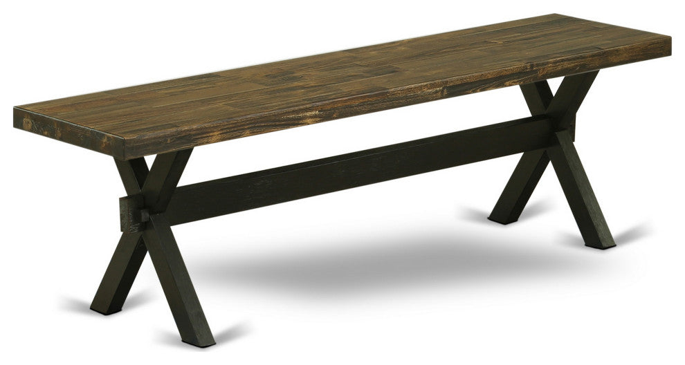 X-Style 15X60 In Dining Bench, Black Leg, Distressed Jacobean 418 Top Finish