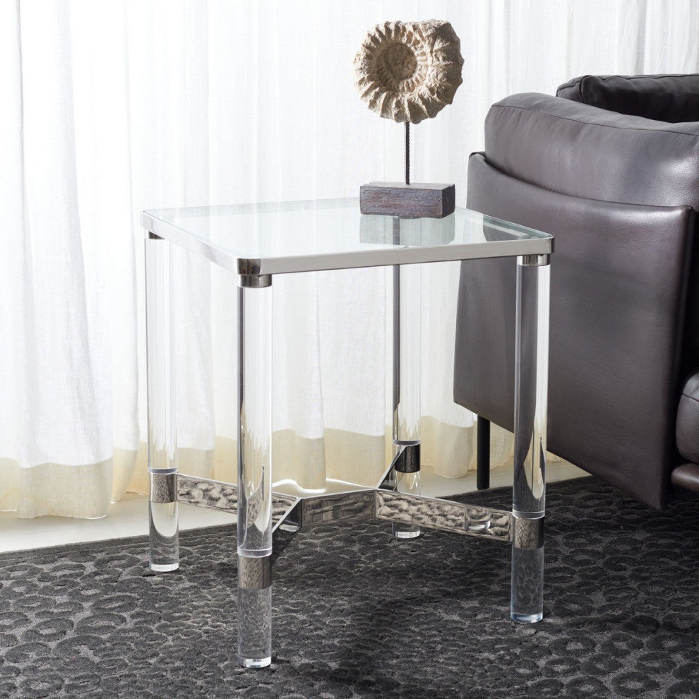 Safavieh Couture Suzanna Acrylic Accent Table, Silver