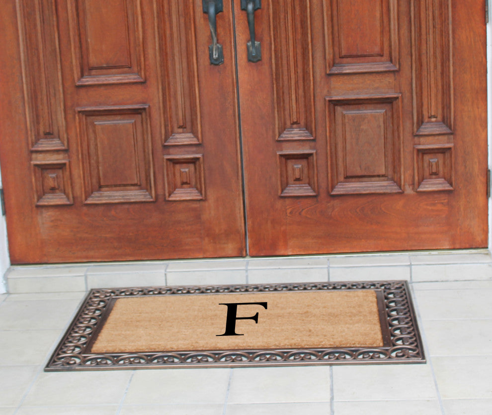 A1HC Rubber & Coir Classic Paisley Border Large Double Monogram Doormat 30X48, F