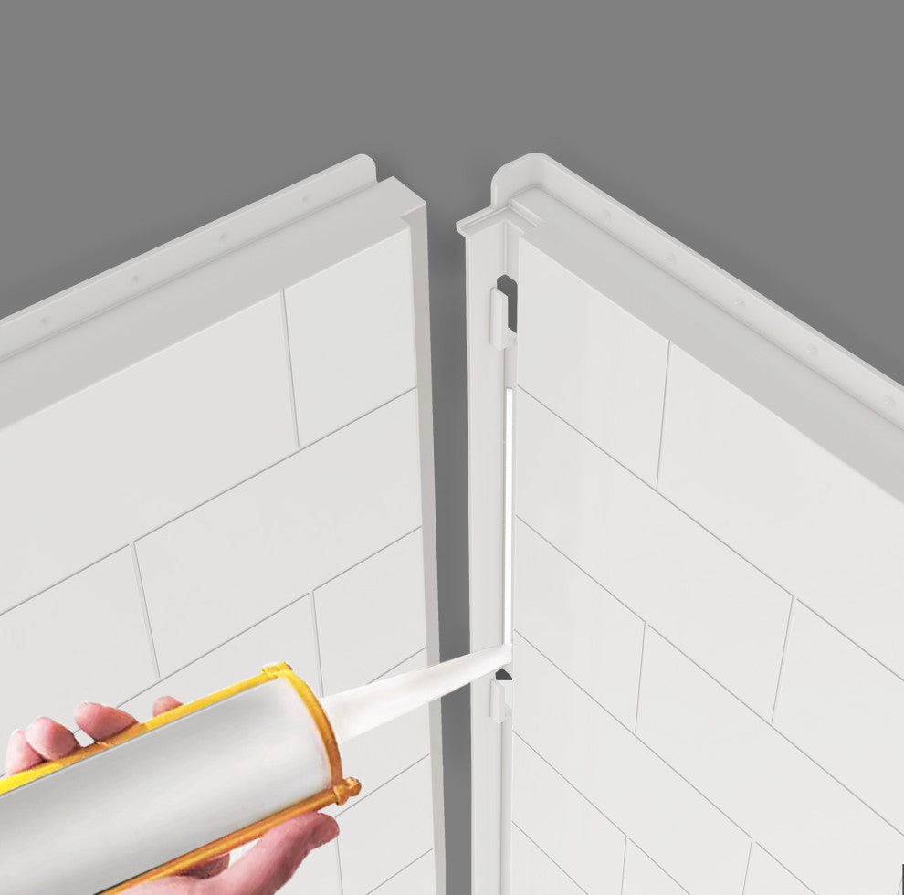60" x 32" 4-Piece Direct-to-Stud Alcove Shower Wall Kit, White