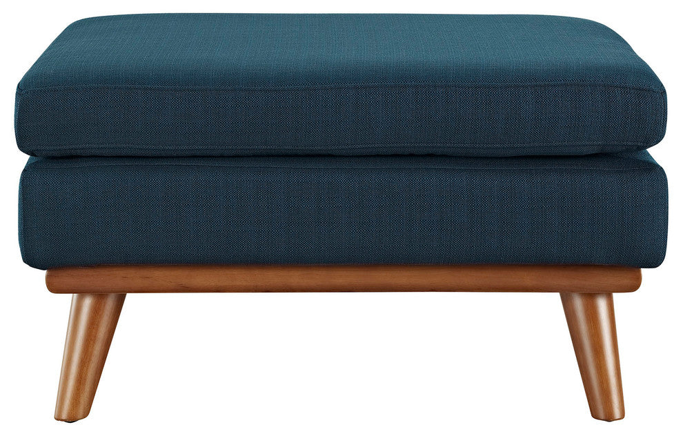 Modern Contemporary Fabric Ottoman , Navy, Fabric