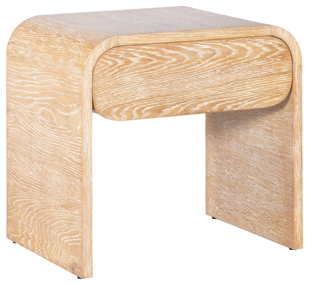 Meridian Furniture Cresthill Nightstand, White Oak Wood