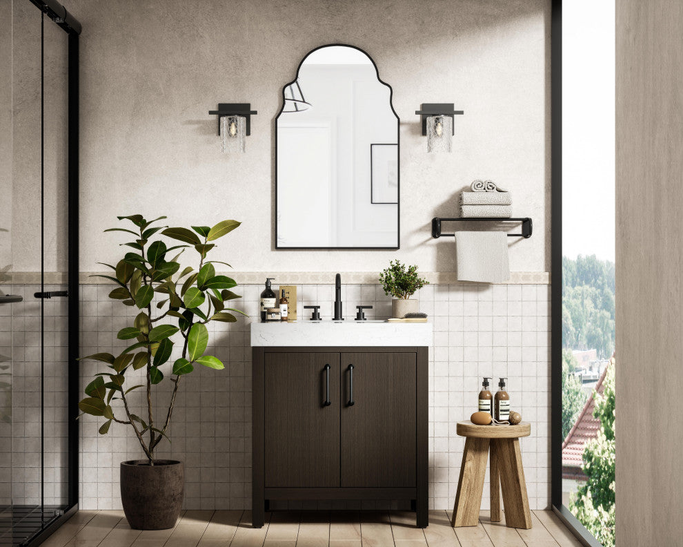 Home Living 30" Single Bathroom Vanity, Mocha Brown