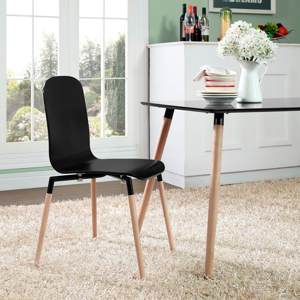 Modern Contemporary Kitchen Wood Dining Chair Black