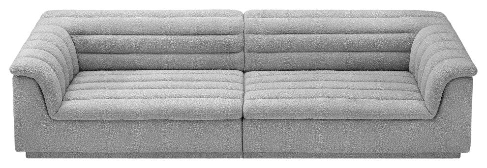 Cascade Upholstered Modular Sofa, Grey, Boucle Fabric, Straight Sofa