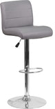 Contemporary Gray Vinyl Adjustable Height Barstool With Chrome Base