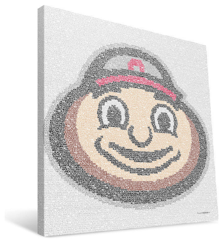 OHX Buckeyes Typo Canvas Print, 16"x16"