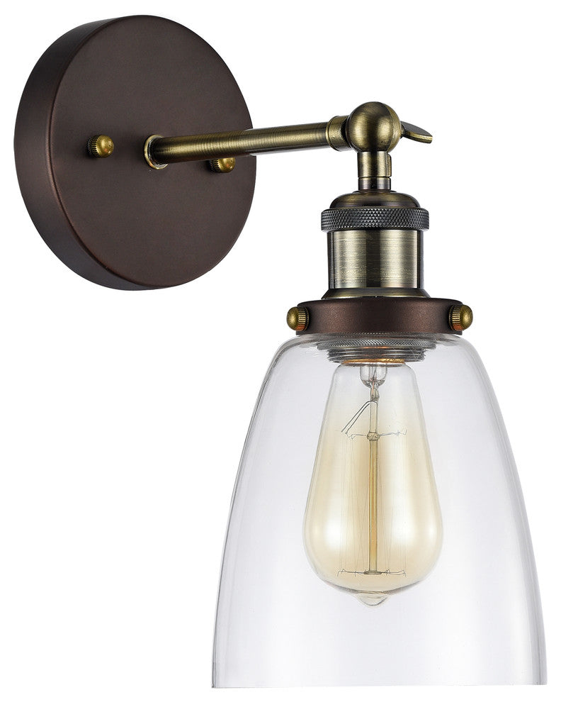 IRONCLAD, Industrial-style 1 Light Rubbed Bronze Wall Sconce, 6" Wide