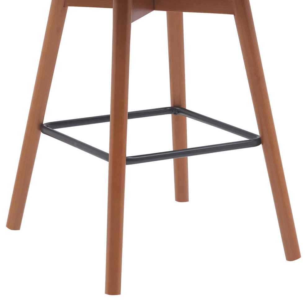 Sicily Swivel Walnut Wood Stool, Cream Faux Leather, 26"