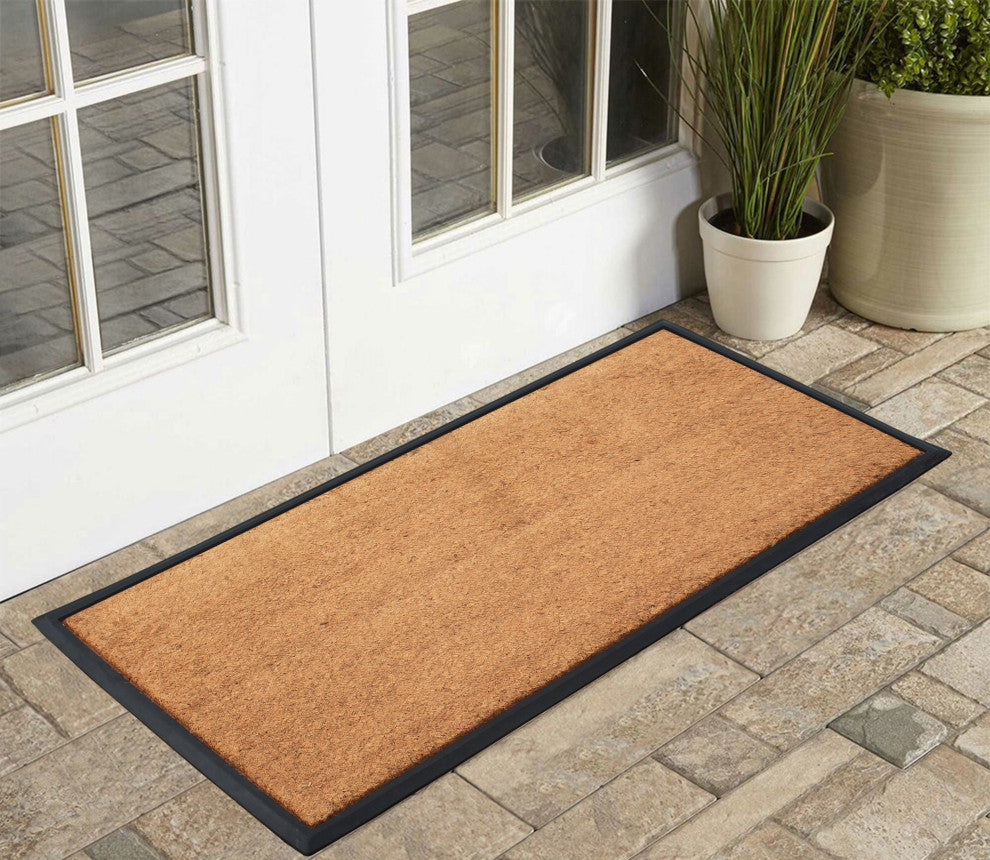 A1HC Rubber and Coir Heavy Weight large Outdoor Durable Doormat 24"X48", Beige