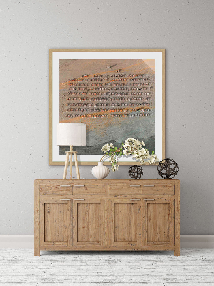 "Tidy Beach Chairs" Framed Painting Print, 24"x24"