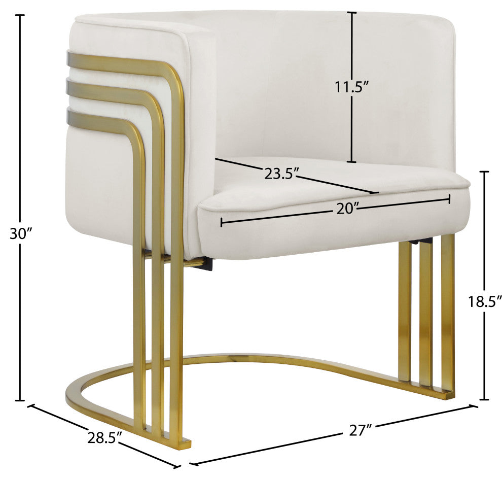 Rays Velvet Upholstered Accent Chair, Cream