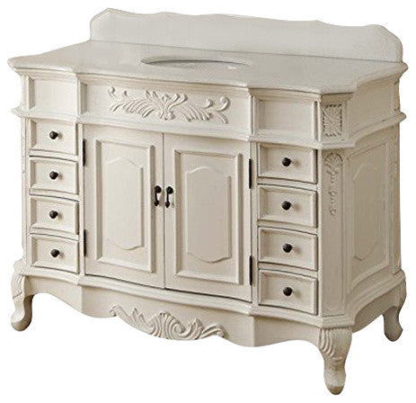 42" Morton Antique-Style Bathroom Cabinet Vanity Imperial White Marble
