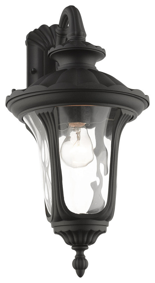 Textured Black Traditional, Victorian, Sculptural, Outdoor Wall Lantern
