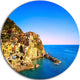 Manarola Village Seashore Italy, Seashore Round Wall Art, 11"