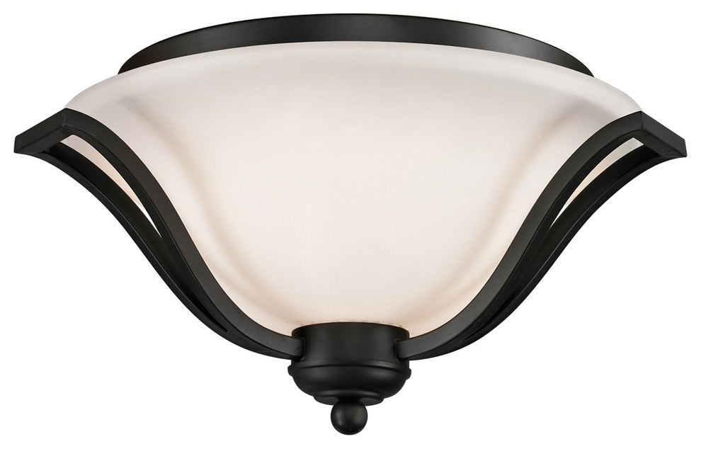 Lagoon 3 Light Ceiling, Matte Black With Matte Opal Glass