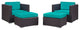 Modway Gather 4-Piece outdoor Patio Sectional Set, Espresso Turquoise