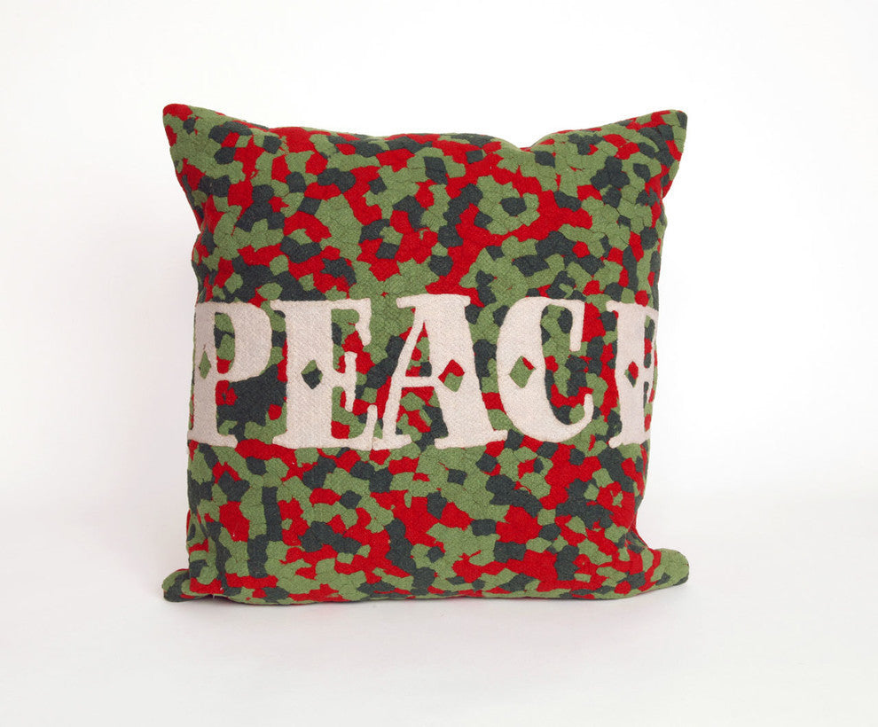 Visions II Peace Pillow, Red, 20"x20"