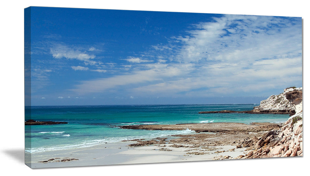 "Rocky Coast Panoramic View" Seashore Canvas Art, 32"x16"
