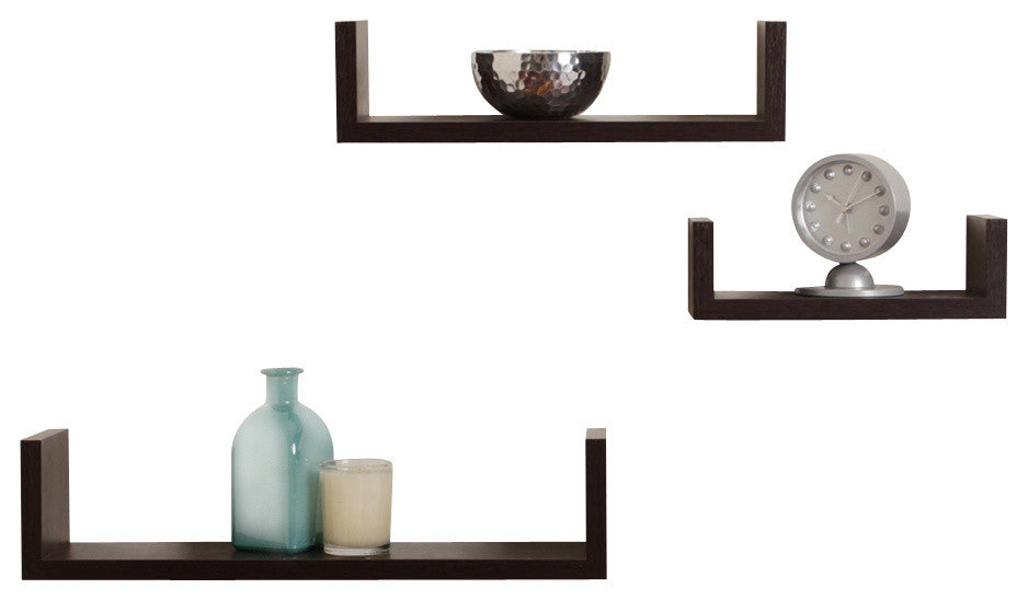 Danya B. Laminated Floating "U" Shelves (Set of 3), Walnut