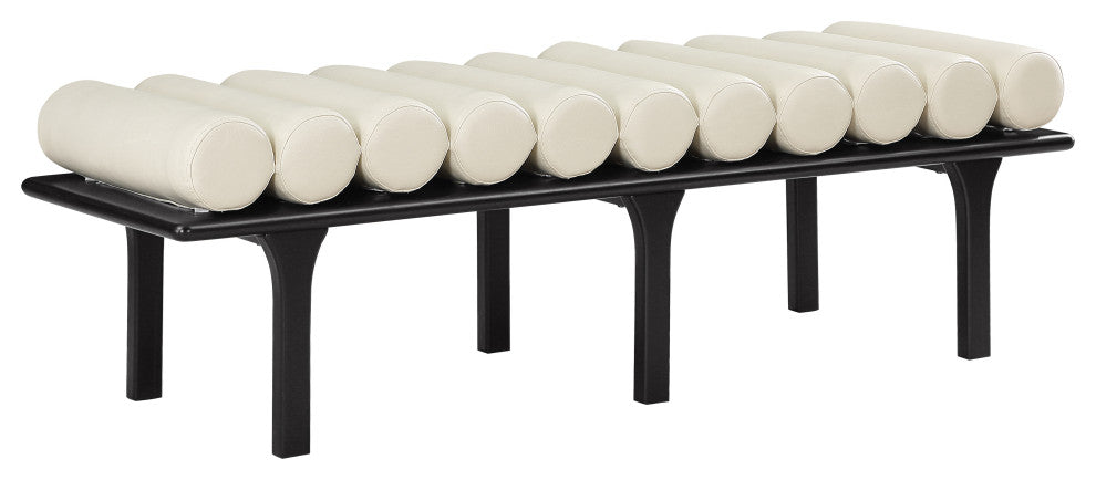Landon Faux Leather Bench, Cream, Black Finish