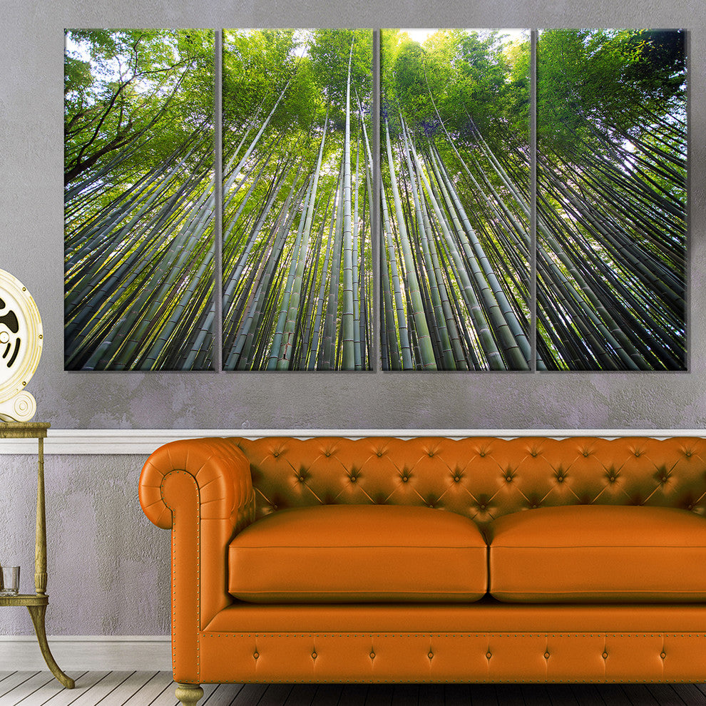 "Bamboo Forest of Kyoto Japan." Forest Canvas Wall Art Print, 4 Panels, 48"x28"