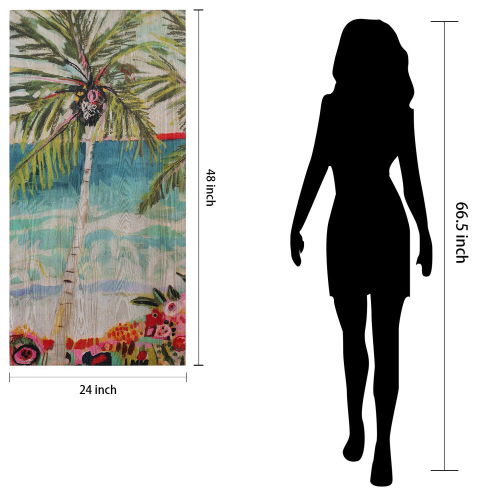 Palm Tree Diptych Wall Art Fine Giclee Printed on Hand Finished Ash Wood