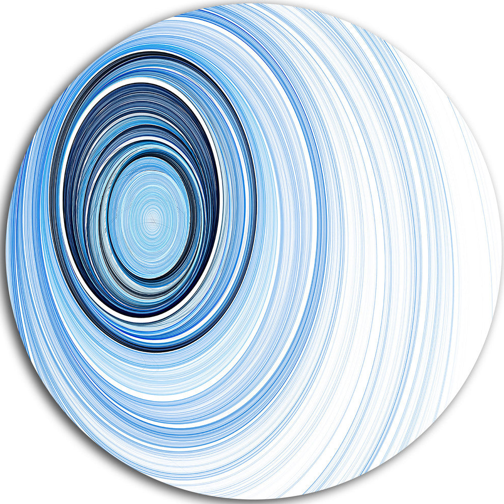 Blue Radio Waves, Abstract Digital Art Disc Metal Wall Art, 11"