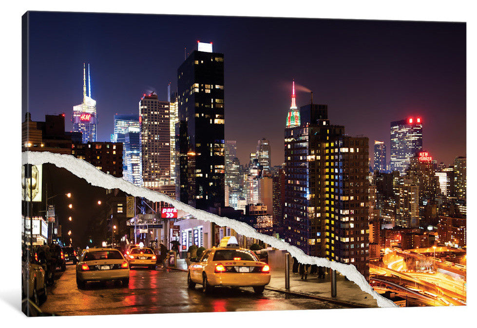 "Dual Torn Series Life Taxis in New York" by Philippe Hugonnard, 26x18x1.5