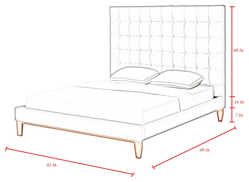 Baldwin Button Tufted Platform Bed, Off White, King
