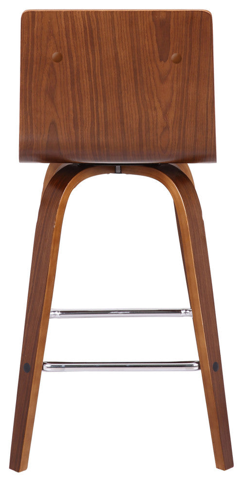 Vienna 26" Counter Height Barstool in Walnut Wood Finish With Cream Faux Leather