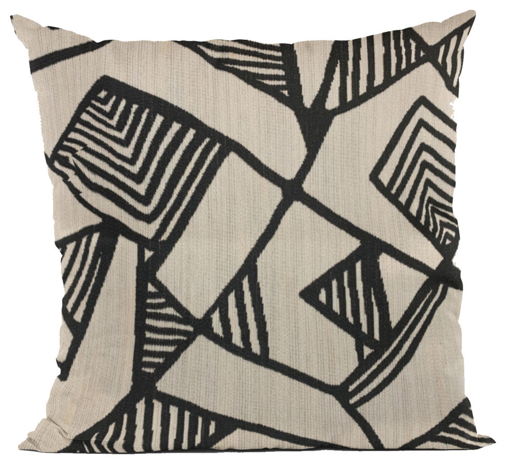 Plutus Black Beige Architecture Geometric Luxury Throw Pillow, 20"x30"