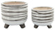 2-Piece Set Ceramic Footed Planter, White