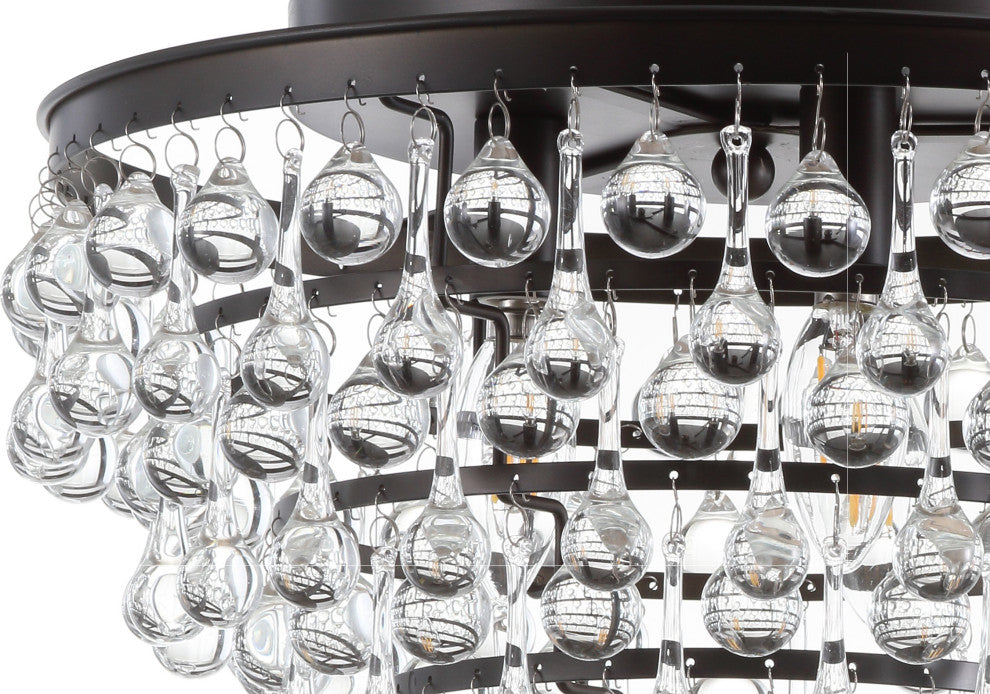 Toronto 16" Metal, Crystal LED Flush Mount, Oil Rubbed Bronze