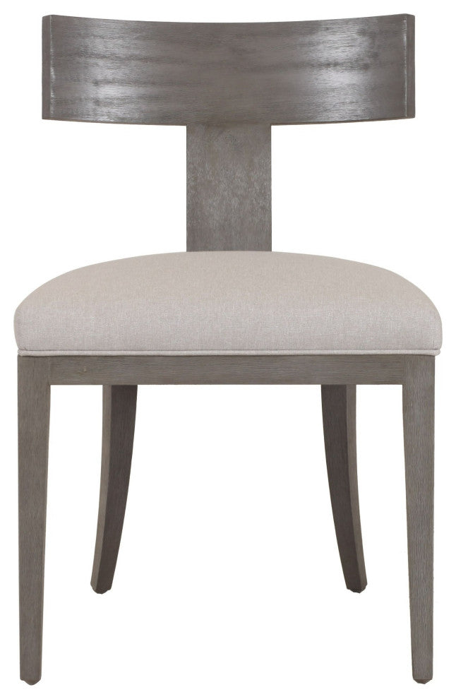 Modrest Fabien Mid-Century Beige Linen + Grey Wash Dining Chair, Set of 2