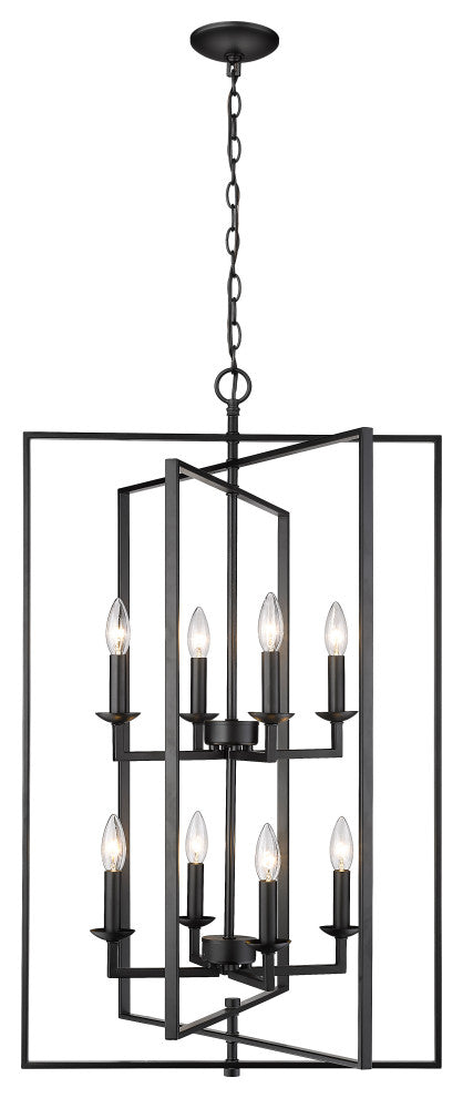 8 Light 24" Matte Black Pendant