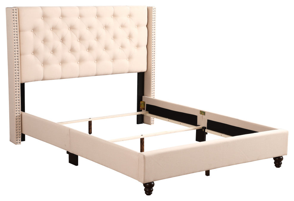 Scotia Upholstered Twill Bed, Beige, Full